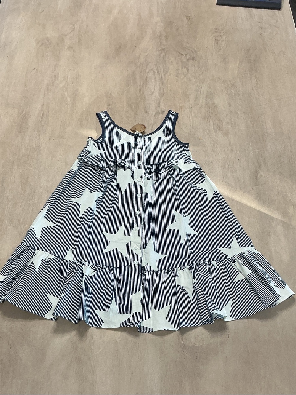 Girls Navy Stripe Star Print Casual Dress Size 5/6